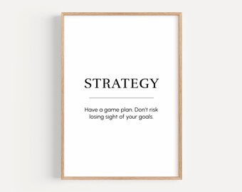 strategy meaning, motivational wall art, successful entrepreneur mindset, inspirational poster, office printable decor, digital download