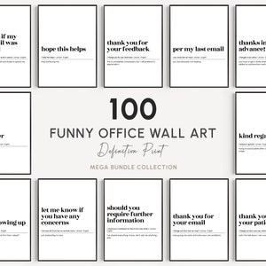 set divertente di arte da parete per ufficio, mega bundle di 100 stampe, arredamento per cubicolo, stampe ad arte, arredamento per ufficio a casa, arte da parete stampabile, download digitale