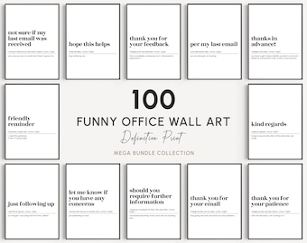funny office wall art set, 100 prints mega bundle, cubicle decor, definition prints, home office decor, printable wall art, digital download