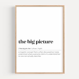 the big picture, corporate jargon, funny workplace lingo, definition print, manager gift, coworker gift, printable wall art, digital print