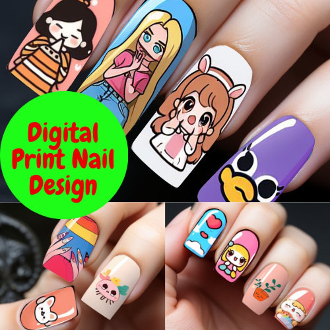 Cartoon Nail Design, Cartoon Design, Nail Design, Digital Download