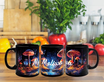 Personalized Mushroom Mug, Glow Fungi Ceramic Coffee Mug