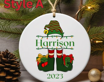 Personalized Elf Christmas Ornament, Keepsake Family Ornament