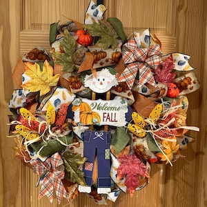 Fall Festive Fun Wreath XL Autumn Fall Decoration Harvest Blessings