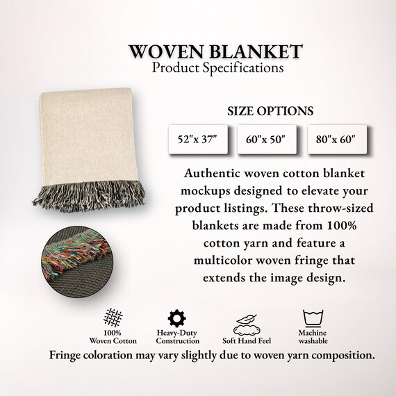 Woven Blanket Size Chart PNG | Printify Jacquard Blanket Specs Graphic | Etsy Listing Infographic for POD Sellers Digital Download