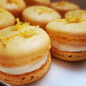 Fresh Lemon Cream Macarons Handmade French Cookies