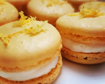 Fresh Lemon Cream Macarons Handmade French Cookies