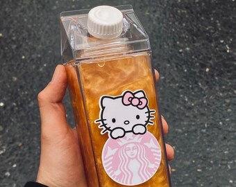 Kawaii Kitty Water Bottle || Kitty Milk Carton Water Bottle || Cute Coffee Cup