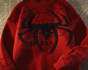 Y2k Spider Jumper, Spider-Man Sweater,  Marvel Jumper, Spiderman Jumper , Winter Sweater , Halloween Jumper Gift, Zip Up Harajuku Unisex Top