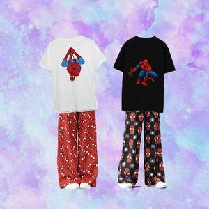 Livraison rapide Pantalon de pyjama Spider-Man, pantalon de pyjama large rouge, vêtements mignons, pantalon Spiderman rouge, pantalon de survêtement large an 2000, pyjama image 7