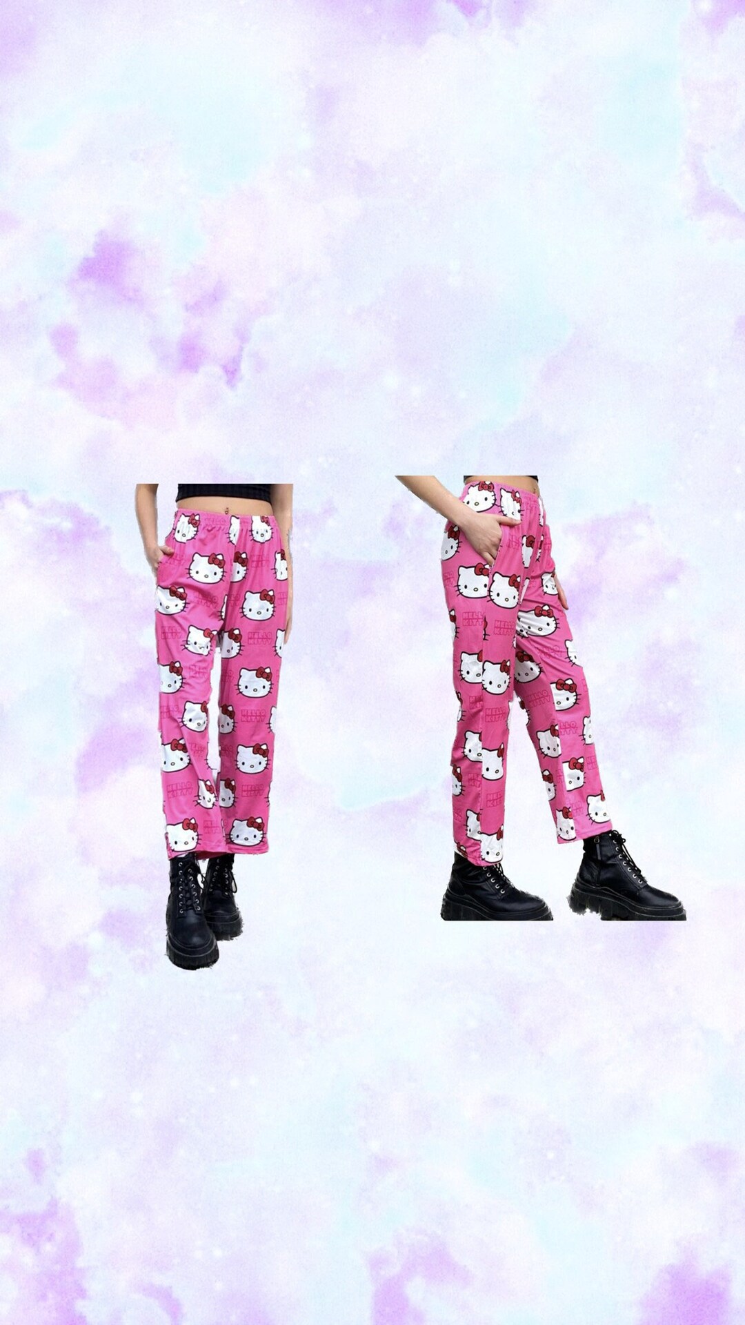 Pink Hello Kitty Pajama Pants, Oversize Pajama Pant, Hello Kitty Gift Set, Hello Kitty Hat