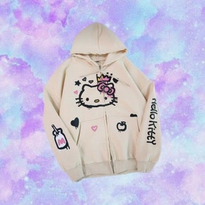 Hello Kitty Sweatshirt Hello Kitty Hoodie Kawaii Hoodie - Etsy