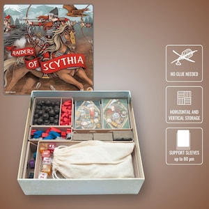 Raiders of Scythia - 3D Printed Wooden Insert | Board Game Organizer | Speeds Up Setup & Play | Custom Fit Design | Easy Storage