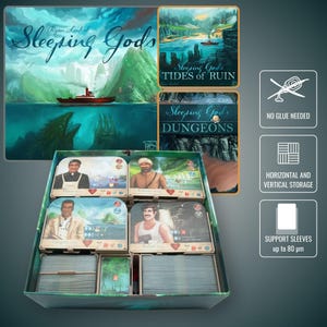 Sleeping Gods - 3D Printed Wood Insert | Board Game Organizer | Speeds Up Setup & Play | Custom Fit Design | Easy Storage