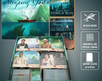 Sleeping Gods - Insert en bois imprimé en 3D | Organisateur de jeu de société | Accélère la mise en place et le jeu | Conception sur mesure | Rangement facile
