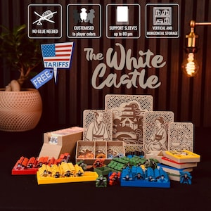 The White Castle + Matcha - 3D Printed Wood Insert | Board Game Organizer | Speeds Up Setup & Play | Custom Fit Design | Easy Storage