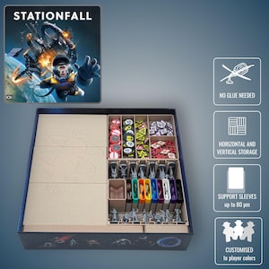 Stationfall - Insert en bois imprimé en 3D | Organisateur de jeux de société | Accélère la configuration et la lecture | Conception personnalisée | Rangement facile