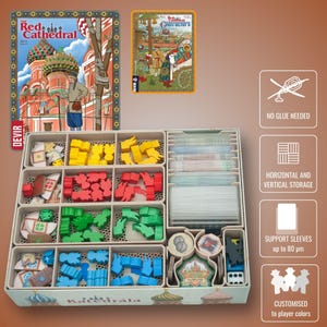 The Red Cathedral - 3D Printed Wooden Insert | Board Game Organizer | Speeds Up Setup & Play | Custom Fit Design | Easy Storage