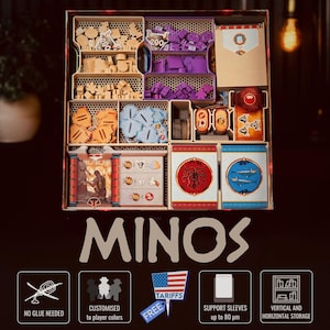 Minos: Świt epoki brązu – wkładka z drewna drukowana w 3D | Organizer do gier planszowych | Przyspiesza rozstawianie i grę | Dopasowany design | Łatwe przechowywanie