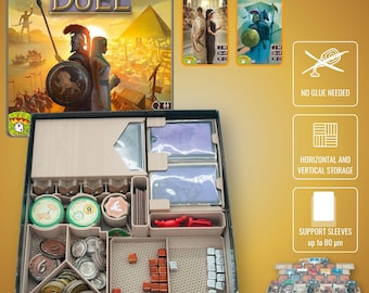 7 Wonders Duel - Insert en bois imprimé en 3D | Organisateur de jeu de société | Accélère la mise en place et le jeu | Conception sur mesure | Rangement facile