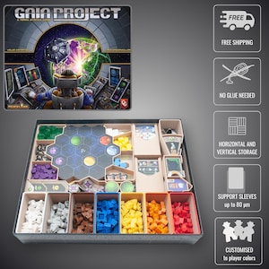 Gaia Project - 3D Printed Wood Insert | Board Game Organizer | Speeds Up Setup & Play | Custom Fit Design | Easy Storage
