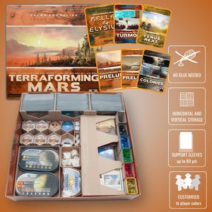 Terraforming Mars - Inserto in legno stampato in 3D / Organizzatore per giochi da tavolo / Velocizza l'installazione e il gioco / Design personalizzato / Facile da riporre