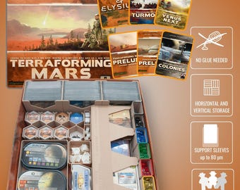 Terraforming Mars - Insert en bois imprimé en 3D | Organisateur de jeu de société | Accélère la mise en place et le jeu | Conception sur mesure | Rangement facile