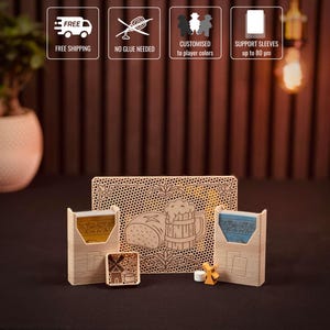 Cerveja e Pão - Encarte de Madeira Impresso em 3D | Organizador de Jogos de Tabuleiro | Acelera a Montagem e o Jogo | Design Personalizado | Fácil Armazenamento