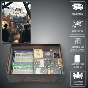 Arkwright: El Juego de Cartas - Inserto de Madera Impreso en 3D / Organizador de Juegos de Mesa / Acelera la Configuración y el Juego / Diseño Personalizado / Fácil Almacenamiento