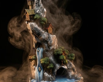 Mountain Village - dobbelsteentoren | Handgeschilderd | 3D-geprint