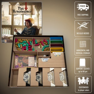 Pax Renaissance: 2nd Edition - 3D Printed Wood Insert | Board Game Organizer | Speeds Up Setup & Play | Custom Fit Design | Easy Storage
