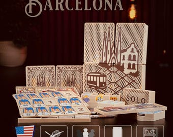 Barcelona - 3D Printed Wooden Insert | Board Game Organizer | Speeds Up Setup & Play | Custom Fit Design | Easy Storage