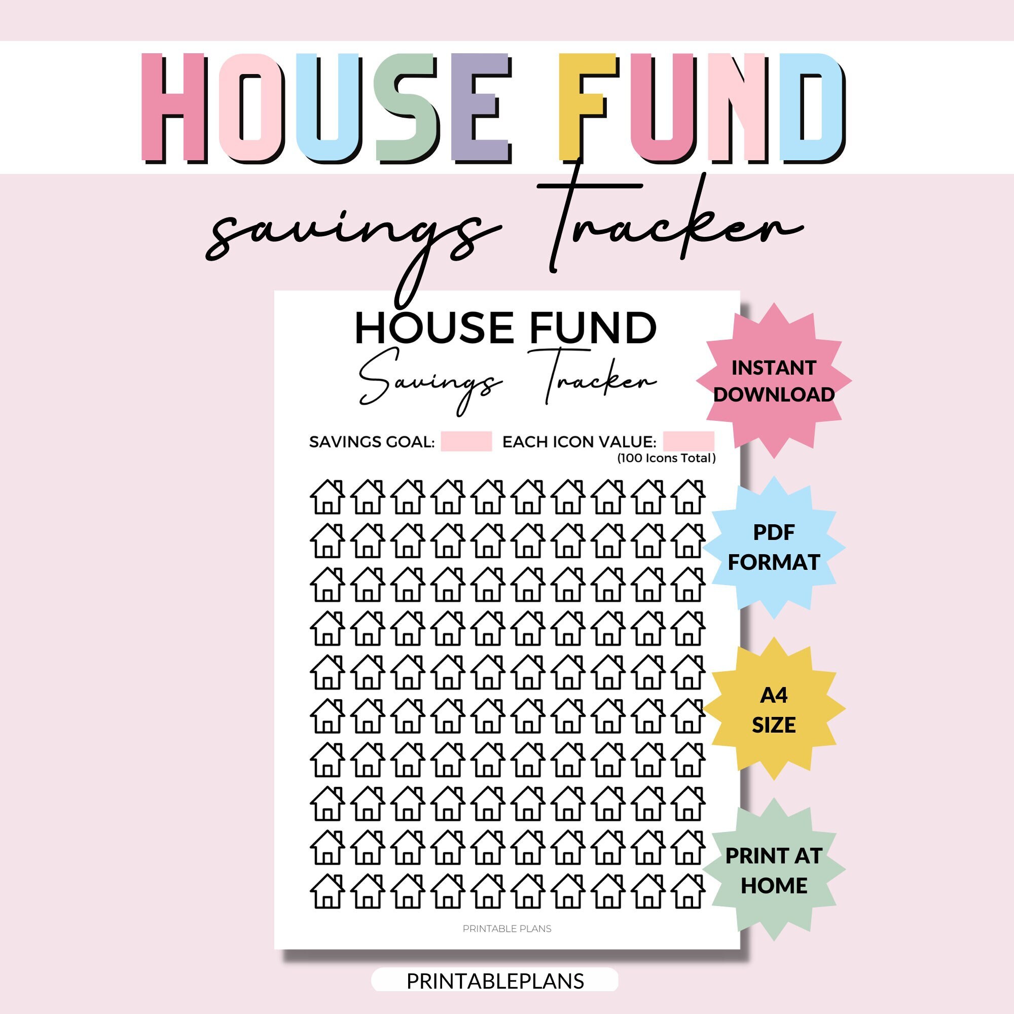 A4 House Fund Savings Tracker New Home Instant Download Etsy UK