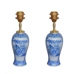 Set lampada da tavolo Basi per lampada in porcellana cinese blu Chinoiserie vintage | Lauren S