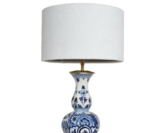 Tischlampe mit Schirm, Delfter Blau, Keramiklampe mit Lampenschirm, Blau-Weiß-Design | Lauren S
