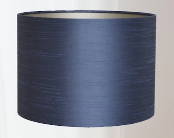 Lampshade Blue Midnight Indigo Silk Style Round with Gold Inside | Lauren S