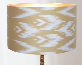Lampenkap Zigzag Ikat Goud Geel klei, Rond 25 of 30 cm - Handgemaakt Lauren S