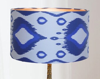 Lampenkap Blauw Ikat Kobaltblauw Print Design, Handgemaakt voor Tafellamp of Hanglamp | Lauren S