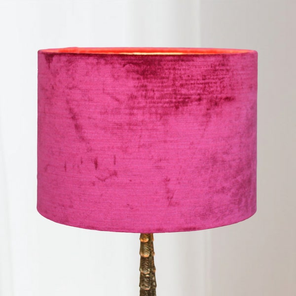 Abat-jour Velours rose fuchsia, Traditionnellement fait à la main, Créez le vôtre, Viva Magenta, Lauren S Lamps