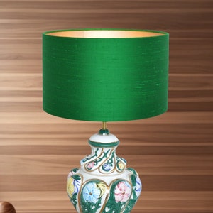 Lampenschirm aus grüner Seide mit goldenem Futter, Lampenschirme aus grüner Seide Lauren S Bild 8