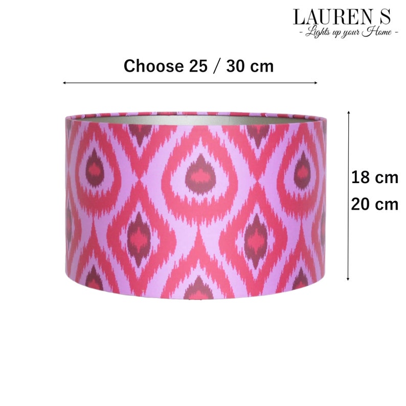 Lampenkap Ikat Roze Viva magenta Vintage Handgemaakt en Rond en Retro Lampenkappen Lauren S afbeelding 10