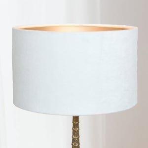 Lampenkap Wit Velvet met Gouden Binnenkant, Luxe Ronde kap 25 of 30 cm Klassiek Fluweel | Lauren S