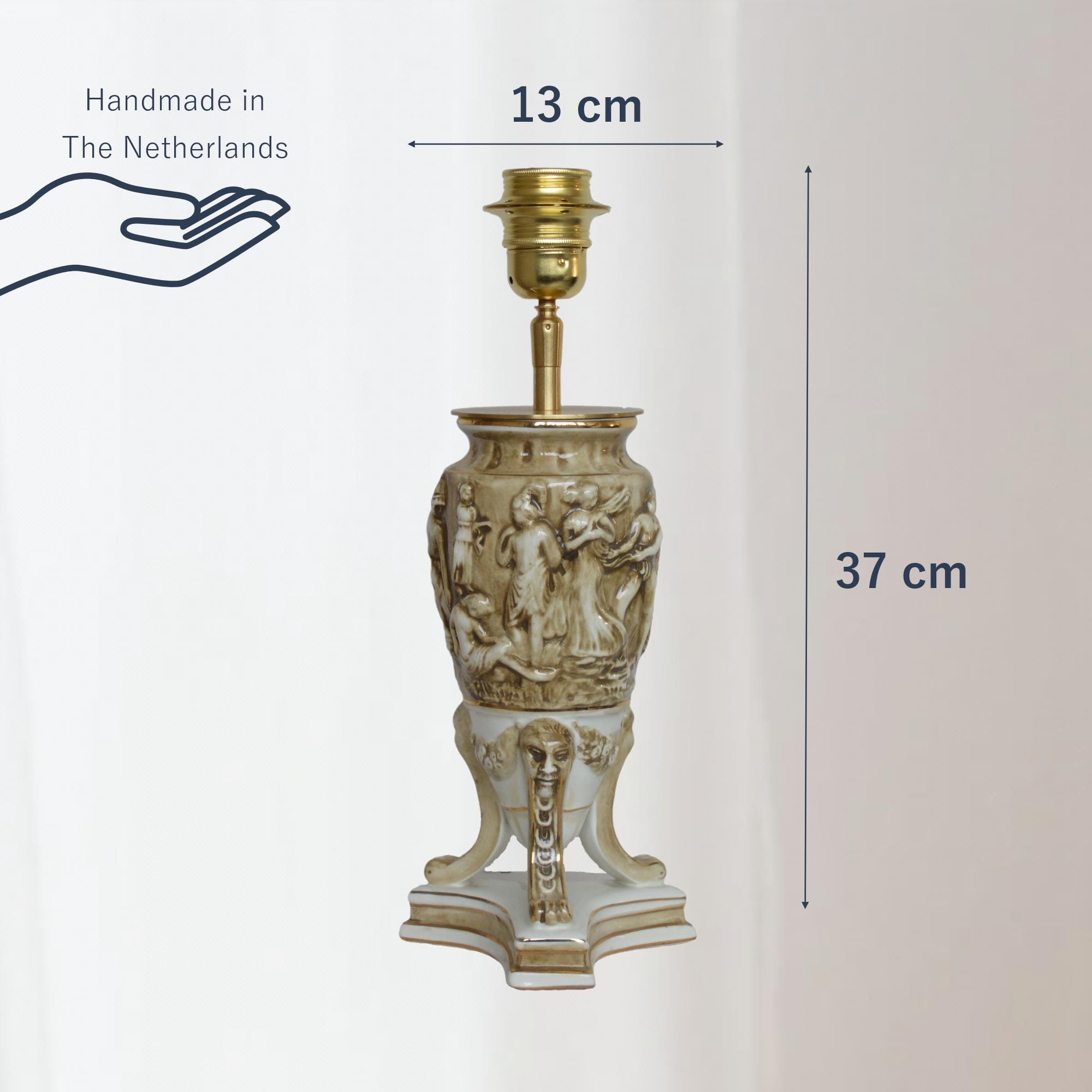 テーブルランプ イタリア製 Capodimonte セラミック、シルク イカット