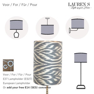 Lampenkap Ikat Zijde Zwart Beige Taupe Lamp Smal en Hoog en Handgemaakt Lauren S afbeelding 9