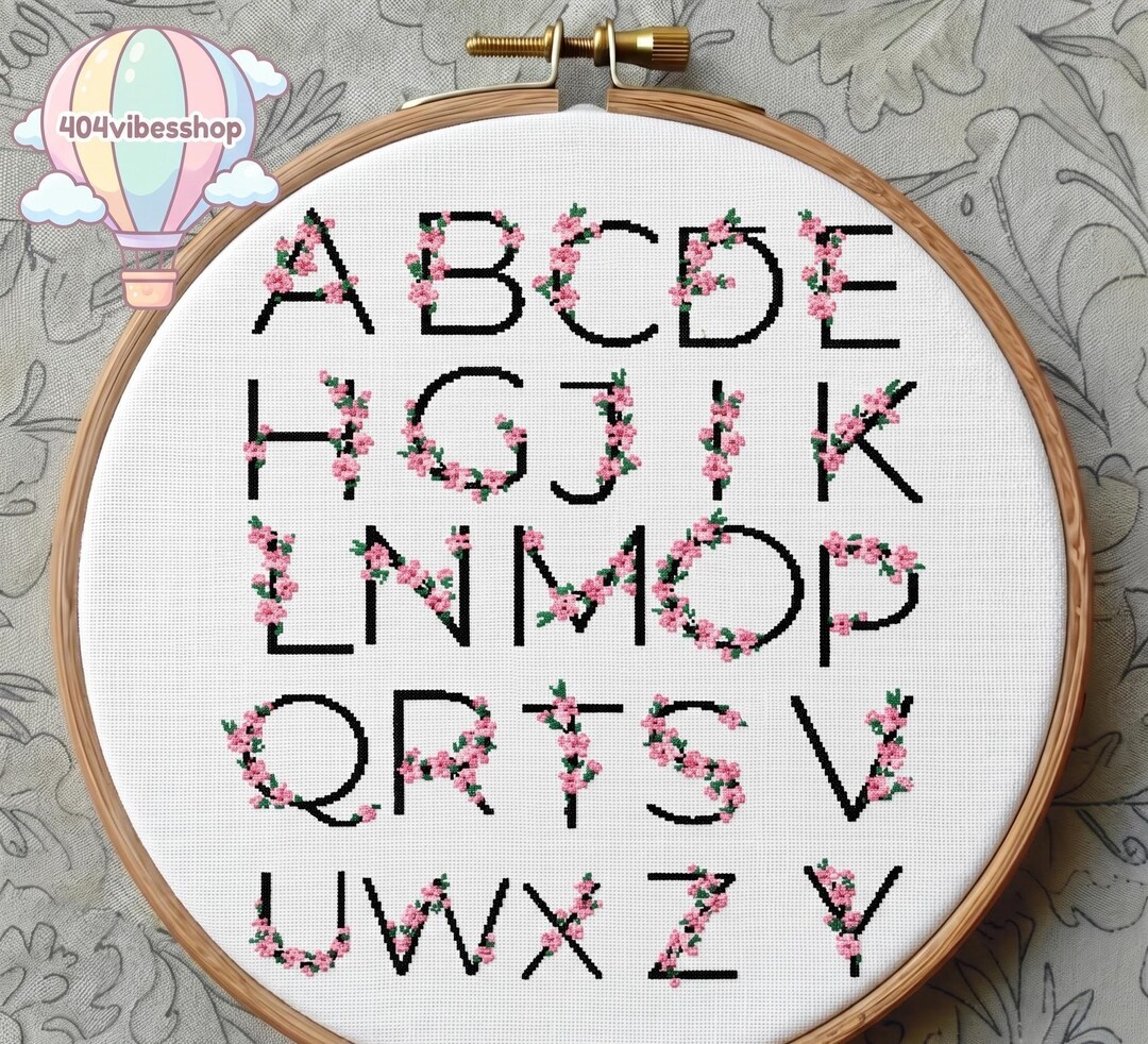 Sakura Letters Sakura Alphabet Cross Stitch Pattern, Cherry Blossom Letter PDF, Floral ...