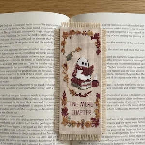 One More Chapter Ghost Bookmark Cross Stitch, Cozy Fall Halloween Spooky Reader PDF Download