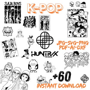 KPOP Demon Hunters SVG Bundle | Huntrix T-Shirt Decal | Anime Cosplay Vector Clipart