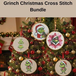 Grinch Weihnachtsornament Kreuzstich Bundle - 4 Muster, anfängerfreundlich PK PDF