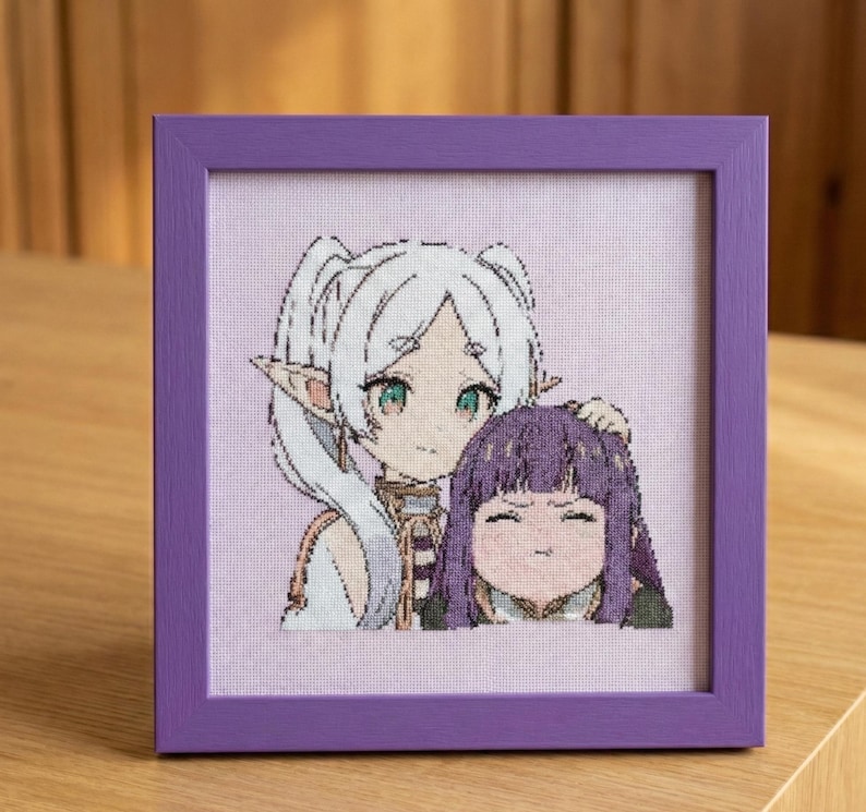 Frieren and Fern Cross Stitch Pattern, Anime Manga Wall Art, Large ...