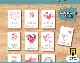 French Valentine's Day Cards (Classroom Resources, Learn French, French Class, Cartes de la Saint Valentin, Printable, School, Friends)